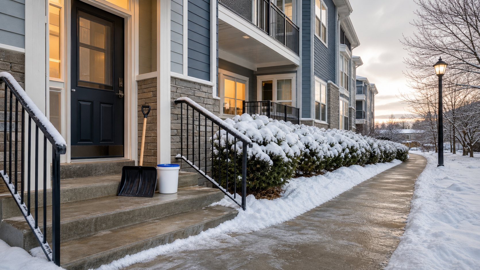 Medford rental building exterior prepared for winter maintenance planning