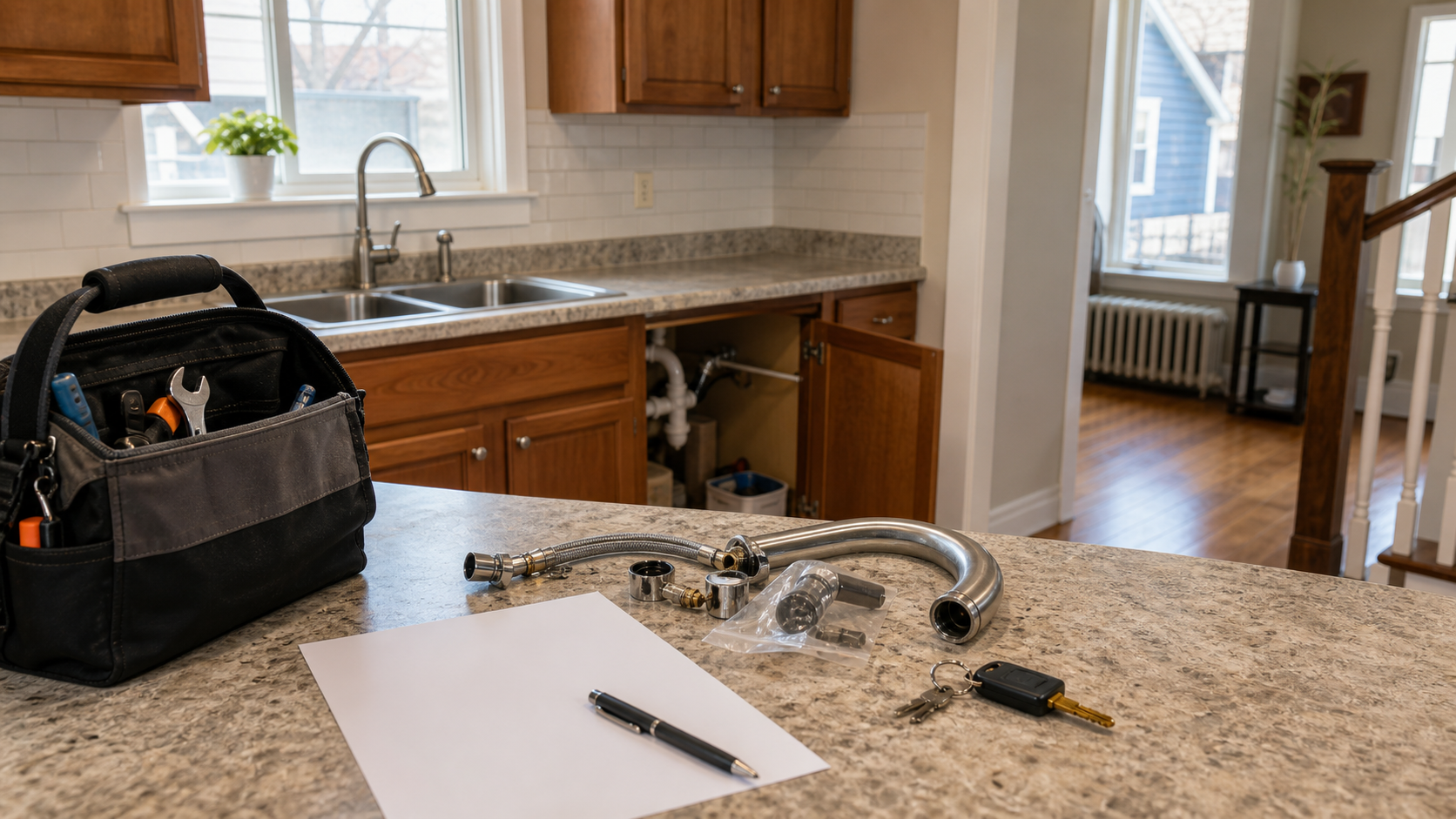 Medford landlord reviewing repair approval notes and maintenance invoices