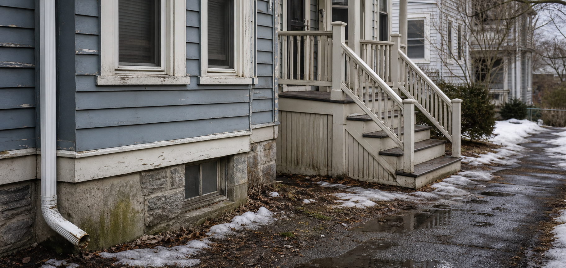 Somerville rental exterior after winter conditions requiring inspection