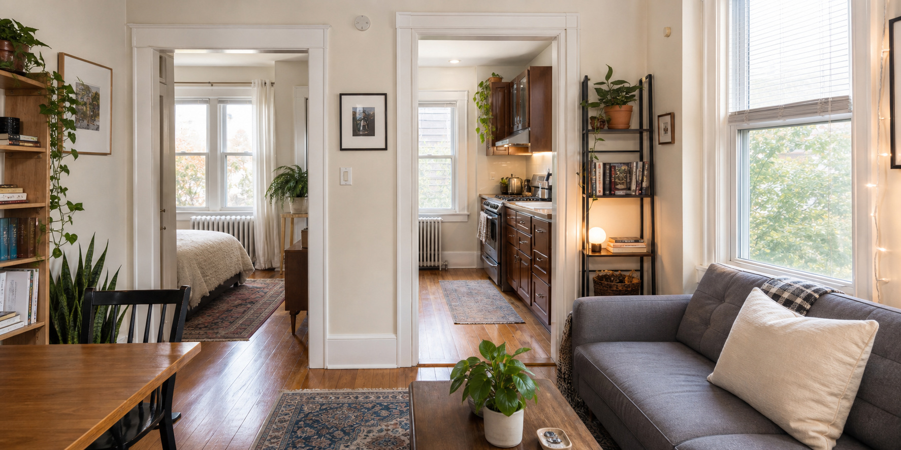 Somerville apartment layout showing functional circulation and room use